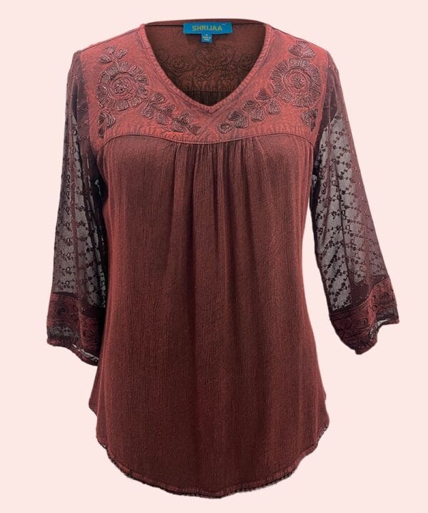 Trendy Female V Neck ? Sleeve Top Blouse SHT-1974