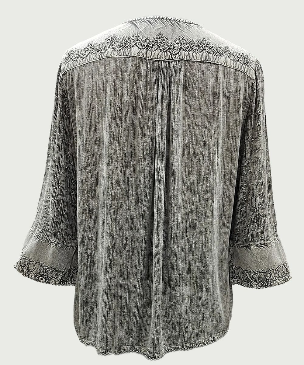 Vintage Medieval V-Neck 3/4 Sleeves Top for Women SHT-2007 - Image 4