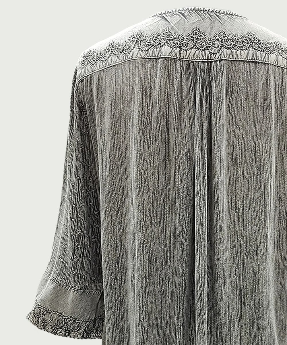 Vintage Medieval V-Neck 3/4 Sleeves Top for Women SHT-2007 - Image 5